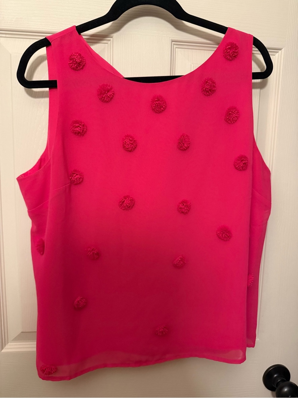 Talbots Bright Pink Pom-Pom Sleeveless Top NWOT